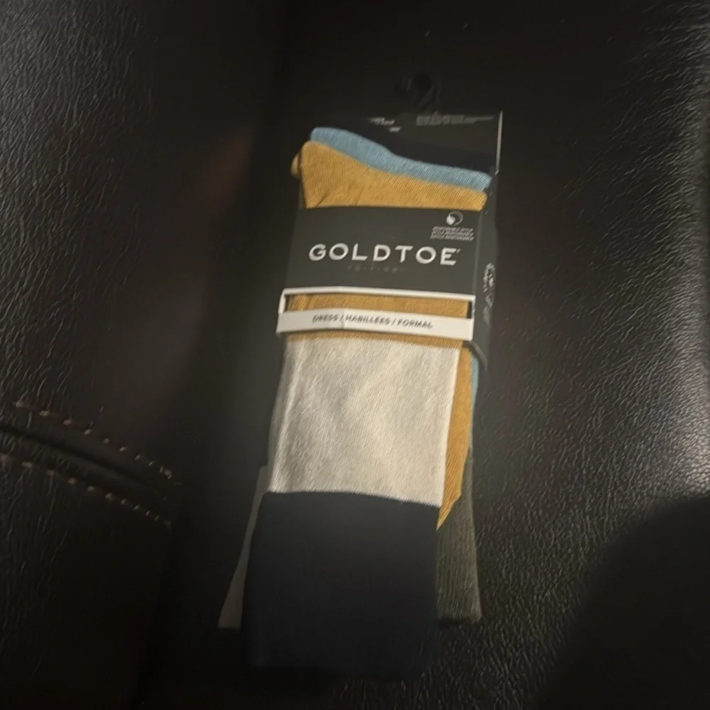 GoldToe Edition Mens Comfort Top Flat Crew Socks Assorted, 3 Pack